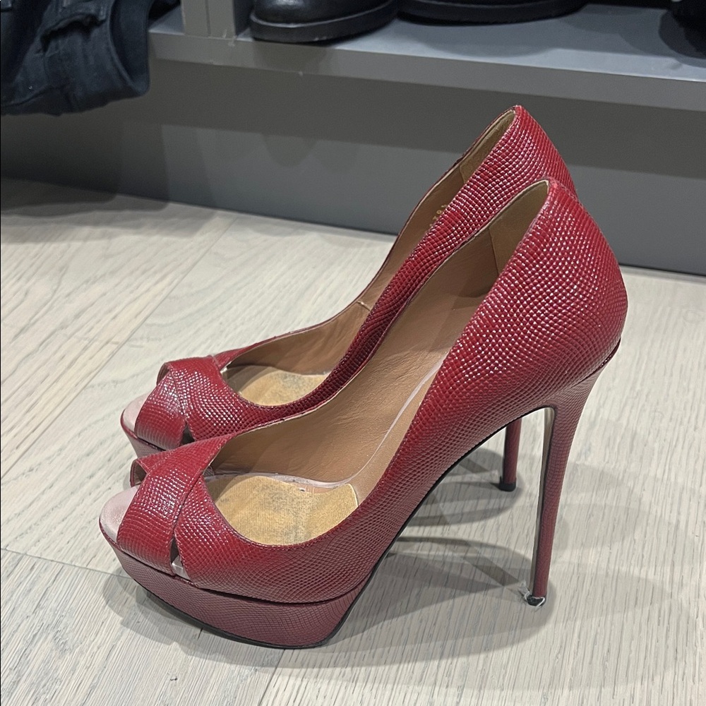 Valentino Red Peep-Toe Heels